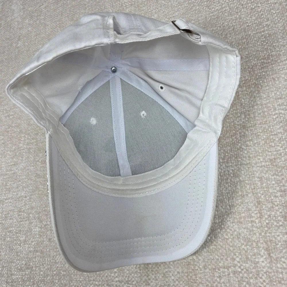 USA Rhinestone Baseball Cap White Patriotic Red Blue Crystal Adjustable Hat